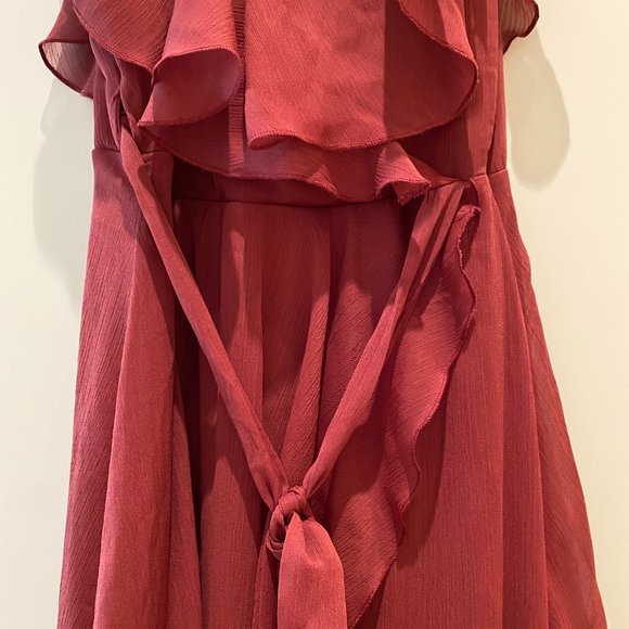 NWT Burgundy Formal ASOS Drape Chiffon Dress - Picture 3 of 11